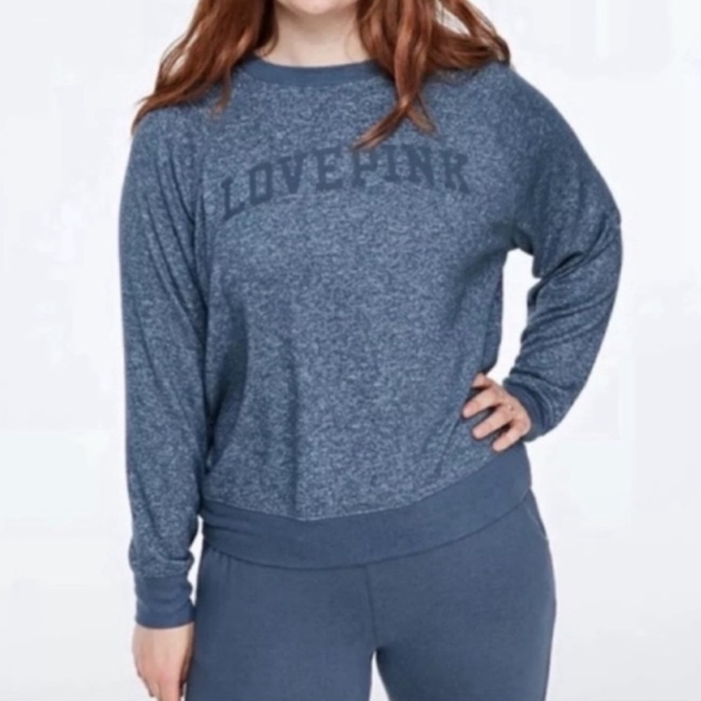 Victorias Secret PINK blue LOVEPINK Sweater Top Pullover